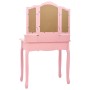 Pink paulownia wood dressing table and stool set 80x69x141 cm by vidaXL, Bedroom Dressers - Ref: Foro24-289319, Price: 159,89...