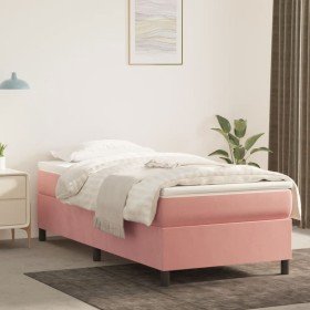 Estructura de cama sin colchón terciopelo rosa 90x190 cm Estructura de cama sin colchón terciopelo rosa 90x190 cm