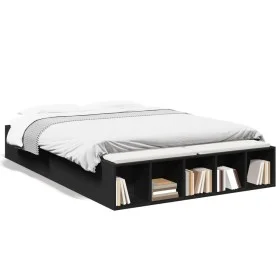 Black engineered wood bed frame 120x200 cm by vidaXL, Beds and slatted bases - Ref: Foro24-3280574, Price: 154,43 €, Discount: %