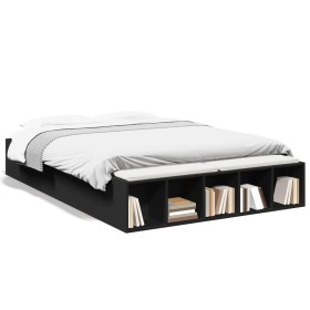 Estructura de cama madera de ingeniería negra 120x200 cm de vidaXL, Camas y somieres - Ref: Foro24-3280574, Precio: 156,68 €,...