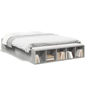 Concrete gray engineered wood bed frame 120x190cm by vidaXL, Beds and slatted bases - Ref: Foro24-3280597, Price: 128,10 €, D...