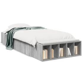 Sonoma-grauer Holzwerkstoff-Bettrahmen 90 x 200 cm von vidaXL, Betten und Lattenroste - Ref: Foro24-3280613, Preis: 108,00 €,...