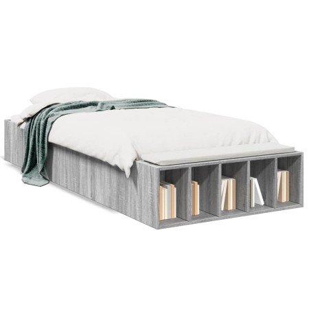 Sonoma-grauer Holzwerkstoff-Bettrahmen 90 x 200 cm von vidaXL, Betten und Lattenroste - Ref: Foro24-3280613, Preis: 109,28 €,...