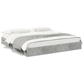 Cama con cajones madera ingeniería gris hormigón 200x200 cm de vidaXL, Camas y somieres - Ref: Foro24-3280632, Precio: 184,31...