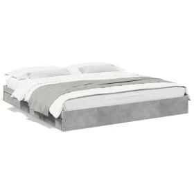 Concrete gray engineered wood bed with drawers 200x200 cm by vidaXL, Beds and slatted bases - Ref: Foro24-3280632, Price: 182...