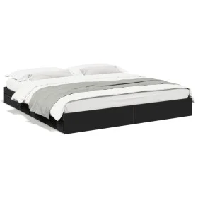 Black engineered wood bed frame with drawers 200x200 cm by vidaXL, Beds and slatted bases - Ref: Foro24-3280630, Price: 187,5...