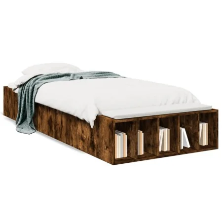 Smoke oak engineered wood bed frame 75x190 cm by vidaXL, Beds and slatted bases - Ref: Foro24-3280626, Price: 99,18 €, Discou...