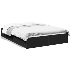 Black engineered wood bed with drawers 140x200 cm by vidaXL, Beds and slatted bases - Ref: Foro24-3280658, Price: 207,19 €, D...