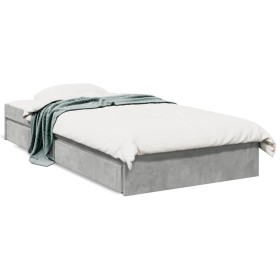 Cama con cajones madera ingeniería gris hormigón 90x190 cm