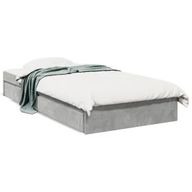 Concrete gray engineered wood bed with drawers 90x190 cm by vidaXL, Beds and slatted bases - Ref: Foro24-3280709, Price: 134,...
