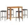 Garden table and stools 5 pcs acacia wood PE rattan gray by vidaXL, Garden sets - Ref: Foro24-3295284, Price: 307,18 €, Disco...