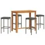 Garden table and stools 5 pcs acacia wood PE rattan gray by vidaXL, Garden sets - Ref: Foro24-3295284, Price: 287,24 €, Disco...