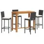 Garden table and stools 5 pcs acacia wood PE rattan black by vidaXL, Garden sets - Ref: Foro24-3295278, Price: 470,85 €, Disc...
