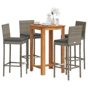 Garden table and stools 5 pcs acacia wood PE rattan gray by vidaXL, Garden sets - Ref: Foro24-3295265, Price: 409,96 €, Disco...