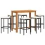 Gartentisch und Hocker 7 Stück Akazienholz PE Rattan schwarz von vidaXL, Gartensets - Ref: Foro24-3295286, Preis: 349,33 €, R...