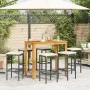 Gartentisch und Hocker 7 Stück Akazienholz PE Rattan schwarz von vidaXL, Gartensets - Ref: Foro24-3295286, Preis: 349,33 €, R...