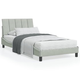Bed with light gray velvet mattress 100x200 cm by vidaXL, Beds and slatted bases - Ref: Foro24-3208580, Price: 287,45 €, Disc...