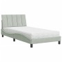 Cama con colchón terciopelo gris claro 100x200 cm de vidaXL, Camas y somieres - Ref: Foro24-3208580, Precio: 287,45 €, Descue...
