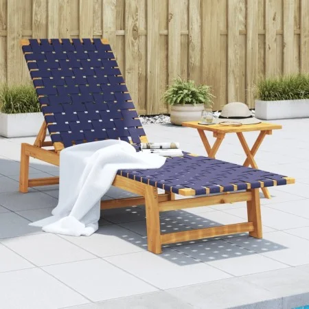 Sonnenliege aus massivem Akazienholz und dunkelblauem Stoff von vidaXL, Liegen - Ref: Foro24-366509, Preis: 119,06 €, Rabatt: %