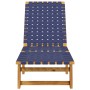 Tumbona de madera maciza de acacia y tela azul oscuro de vidaXL, Tumbonas - Ref: Foro24-366509, Precio: 123,52 €, Descuento: %