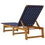 Tumbona de madera maciza de acacia y tela azul oscuro de vidaXL, Tumbonas - Ref: Foro24-366509, Precio: 123,52 €, Descuento: %