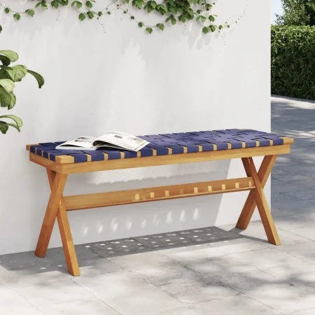 Gartenbank aus massivem Akazienholz und dunkelblauem Stoff von vidaXL, Gartenbänke - Ref: Foro24-366516, Preis: 57,54 €, Raba...