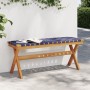 Garden bench solid acacia wood and dark blue fabric by vidaXL, garden benches - Ref: Foro24-366516, Price: 59,65 €, Discount: %