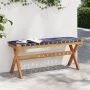 Gartenbank aus massivem Akazienholz und dunkelblauem Stoff von vidaXL, Gartenbänke - Ref: Foro24-366516, Preis: 57,54 €, Raba...