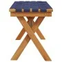 Banco de jardín madera maciza de acacia y tela azul oscuro de vidaXL, Bancos de jardín - Ref: Foro24-366516, Precio: 57,54 €,...