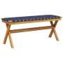 Garden bench solid acacia wood and dark blue fabric by vidaXL, garden benches - Ref: Foro24-366516, Price: 59,65 €, Discount: %