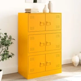 Aparador de acero amarillo mostaza 67x39x107 cm de vidaXL, Aparadores - Ref: Foro24-841658, Precio: 143,77 €, Descuento: %