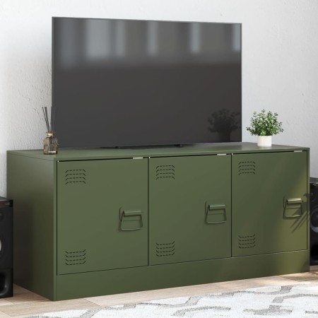 Olivgrüner TV-Schrank aus Stahl, 99 x 39 x 44 cm von vidaXL, TV-Möbel - Ref: Foro24-841647, Preis: 94,17 €, Rabatt: %