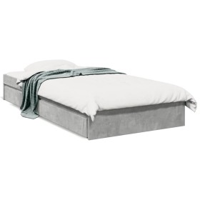 Concrete gray engineered wood bed with drawers 75x190 cm by vidaXL, Beds and slatted bases - Ref: Foro24-3280716, Price: 119,...