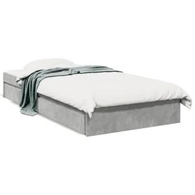 Concrete gray engineered wood bed with drawers 75x190 cm by vidaXL, Beds and slatted bases - Ref: Foro24-3280716, Price: 118,...