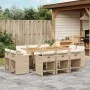 11-piece garden dining set with beige synthetic rattan cushions by vidaXL, Garden sets - Ref: Foro24-3277983, Price: 671,63 €...