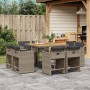 Garten-Essgruppe 9-teilig und graue synthetische Rattankissen von vidaXL, Gartensets - Ref: Foro24-3277969, Preis: 457,22 €, ...
