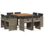 Garden dining set 9 pieces and gray synthetic rattan cushions by vidaXL, Garden sets - Ref: Foro24-3277969, Price: 547,75 €, ...
