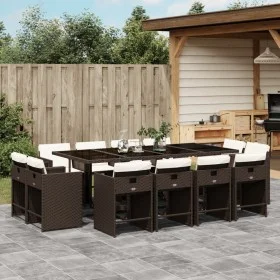 Garden furniture set 13 pieces and brown synthetic rattan cushions by vidaXL, Garden sets - Ref: Foro24-3277988, Price: 896,8...