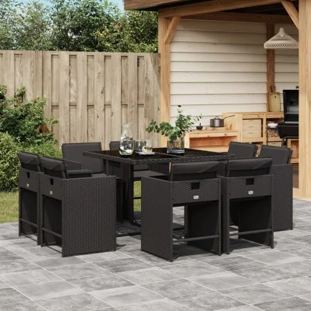 9-piece garden dining set and black synthetic rattan cushions by vidaXL, Garden sets - Ref: Foro24-3277962, Price: 444,75 €, ...