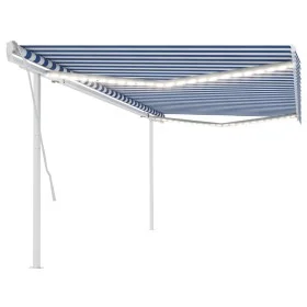 Toldo manual retráctil con luz LED azul y blanco 5x3,5 m by vidaXL, Awnings - Ref: Foro24-3070061, Price: 570,89 €, Discount: %