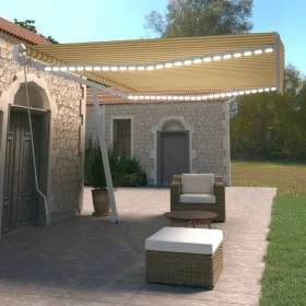 Toldo retráctil manual con LED amarillo y blanco 500x350 cm de vidaXL, Toldos - Ref: Foro24-3069663, Precio: 590,93 €, Descue...