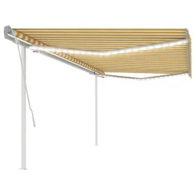 Toldo manual retráctil con luz LED amarillo y blanco 5x3,5 m by vidaXL, Awnings - Ref: Foro24-3070063, Price: 570,13 €, Disco...
