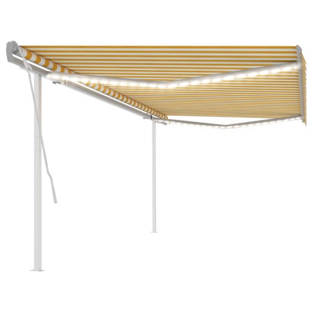 Toldo manual retráctil con luz LED amarillo y blanco 5x3,5 m by vidaXL, Awnings - Ref: Foro24-3070063, Price: 569,70 €, Disco...