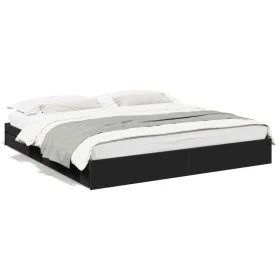 Black engineered wood bed frame with drawers 180x200 cm by vidaXL, Beds and slatted bases - Ref: Foro24-3280637, Price: 169,0...