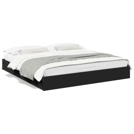 Black engineered wood bed frame with drawers 180x200 cm by vidaXL, Beds and slatted bases - Ref: Foro24-3280637, Price: 169,0...