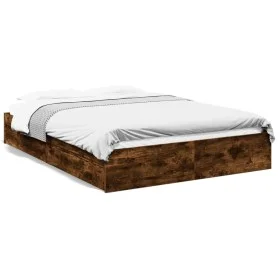 Smoked oak engineered wood bed with drawers 150x200 cm by vidaXL, Beds and slatted bases - Ref: Foro24-3280654, Price: 167,29...