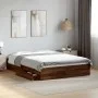 Oak brown engineered wood bed with drawers 120x190 cm by vidaXL, Beds and slatted bases - Ref: Foro24-3280705, Price: 153,78 ...