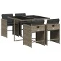 Set comedor de jardín 5 piezas con cojines ratán sintético gris de vidaXL, Conjuntos de jardín - Ref: Foro24-3277843, Precio:...