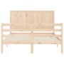 Double bed frame with solid wood headboard by vidaXL, Beds and slatted bases - Ref: Foro24-3194476, Price: 124,46 €, Discount: %