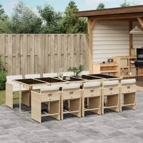 Set comedor de jardín 11 pzas con cojines ratán sintético beige by vidaXL, Garden sets - Ref: Foro24-3277881, Price: 850,57 €...